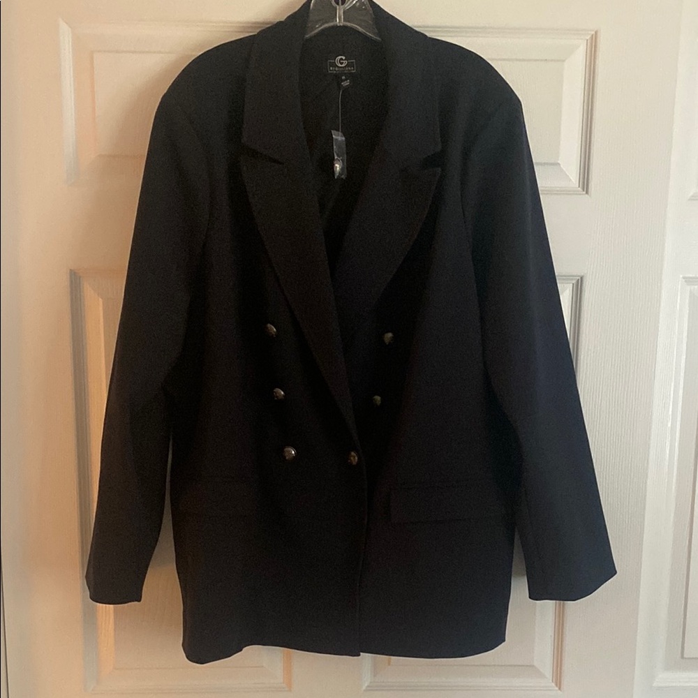 Black Blazer with Notched Lapels by Giuliana